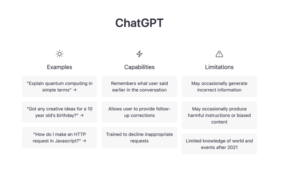 Screenshot of ChatGTP platform